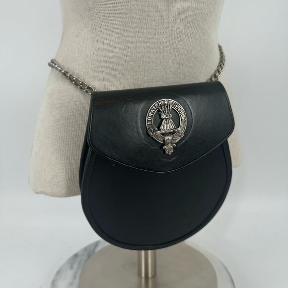 L & M Highlander black leather Sporran Belt Bag - Picture 3 of 16